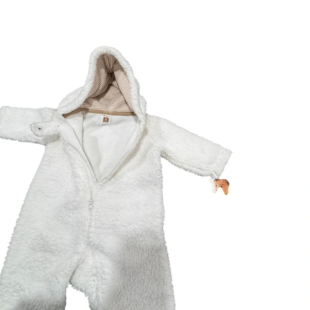 NWT Carters Polar Bear Zip Up Footed Baby Bunting 6 Months Fleece One Piece